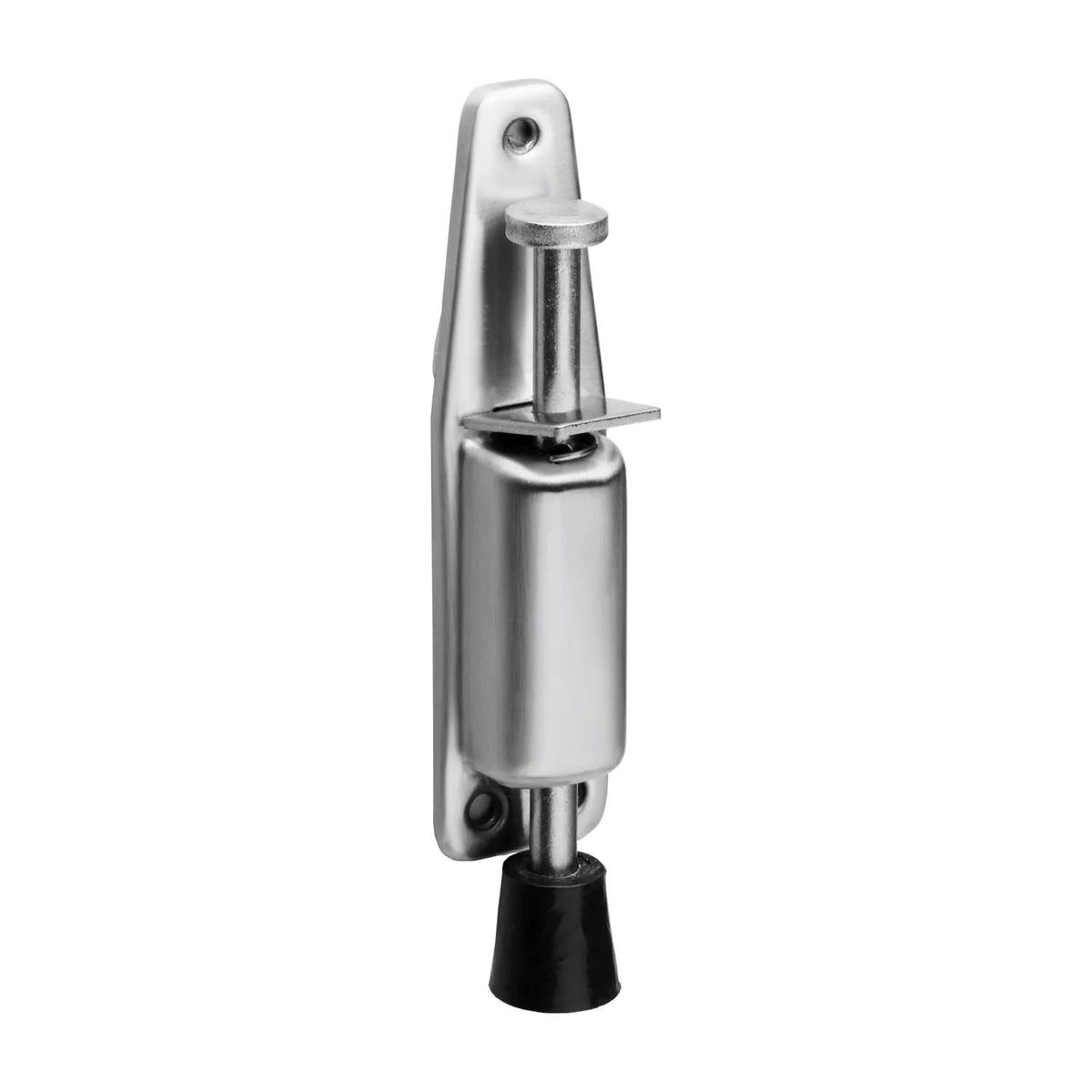 DX Dulimex Deurvastzetter voetstift 207-272mm schootuitslag 60-120mm, heavy duty wand- en vloermodel zwart, magnetisch RVS, met veer plus Intersteel 142/180mm RVS en Aprile HL-A — deurvastzetters.