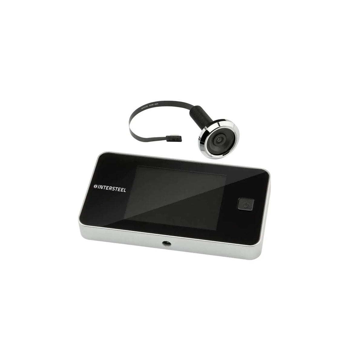 Intersteel Digitale deurcamera DDV 3.0 en Basic, Deurspion 180° kijkhoek in zwart, chroom en messing gelakt plus Dulimex Deurspion 200° Ø16mm zwart, HDD Pro Spionoog Zwart/Inox 22-35mm en HDD Digitale Deurcamera Inox — deurspionnen voor villa-voordeur.