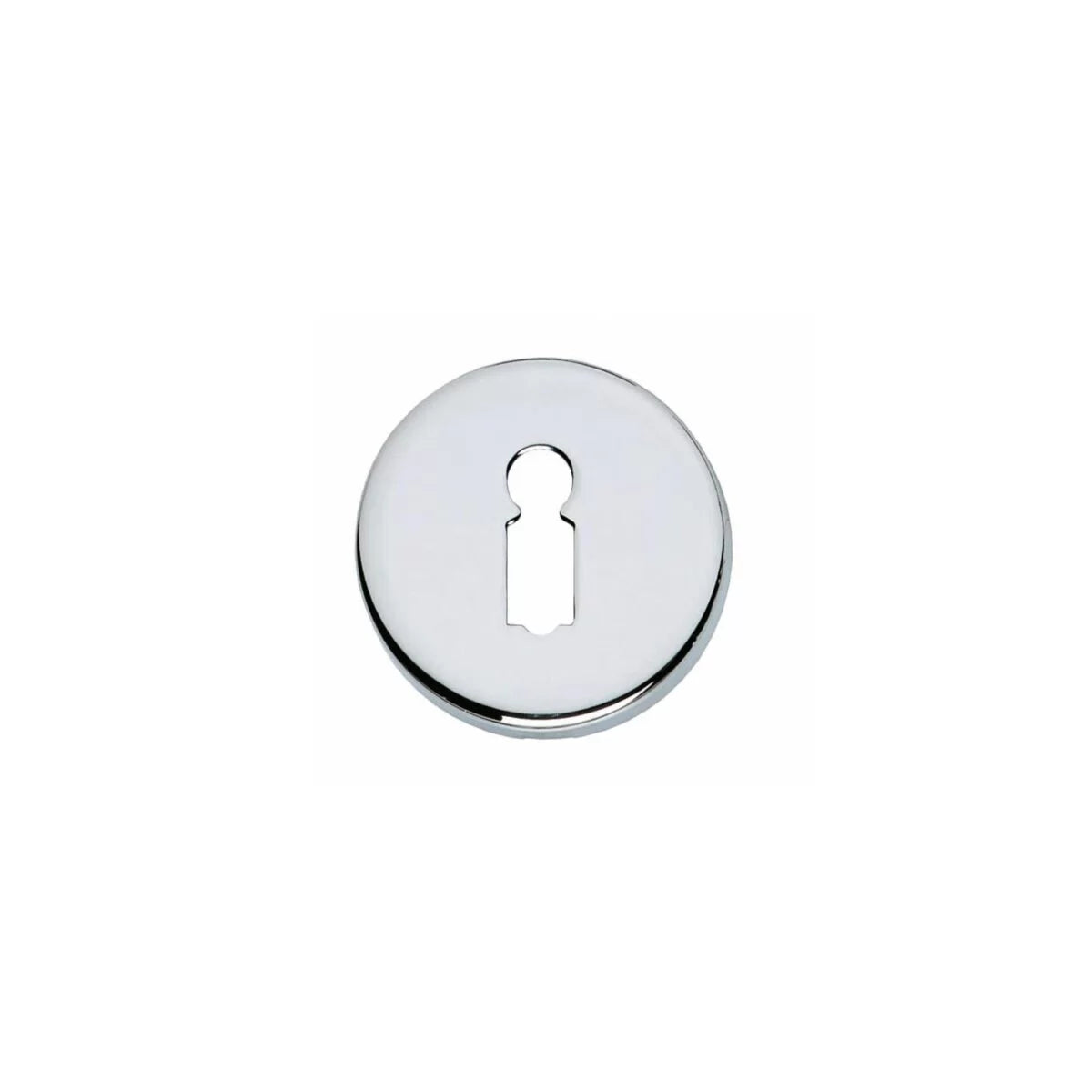 Intersteel Rozet sleutelgat rond verdekt chroom plus Aprile Comfort/Premium/Prestige Ø53/Ø52mm chroom mat en gepolijst, STILE 53x7mm chroom gepolijst en Impresso rond rozet voor villa-binnendeur — 21 modellen ronde chroom sleutelrozetten.