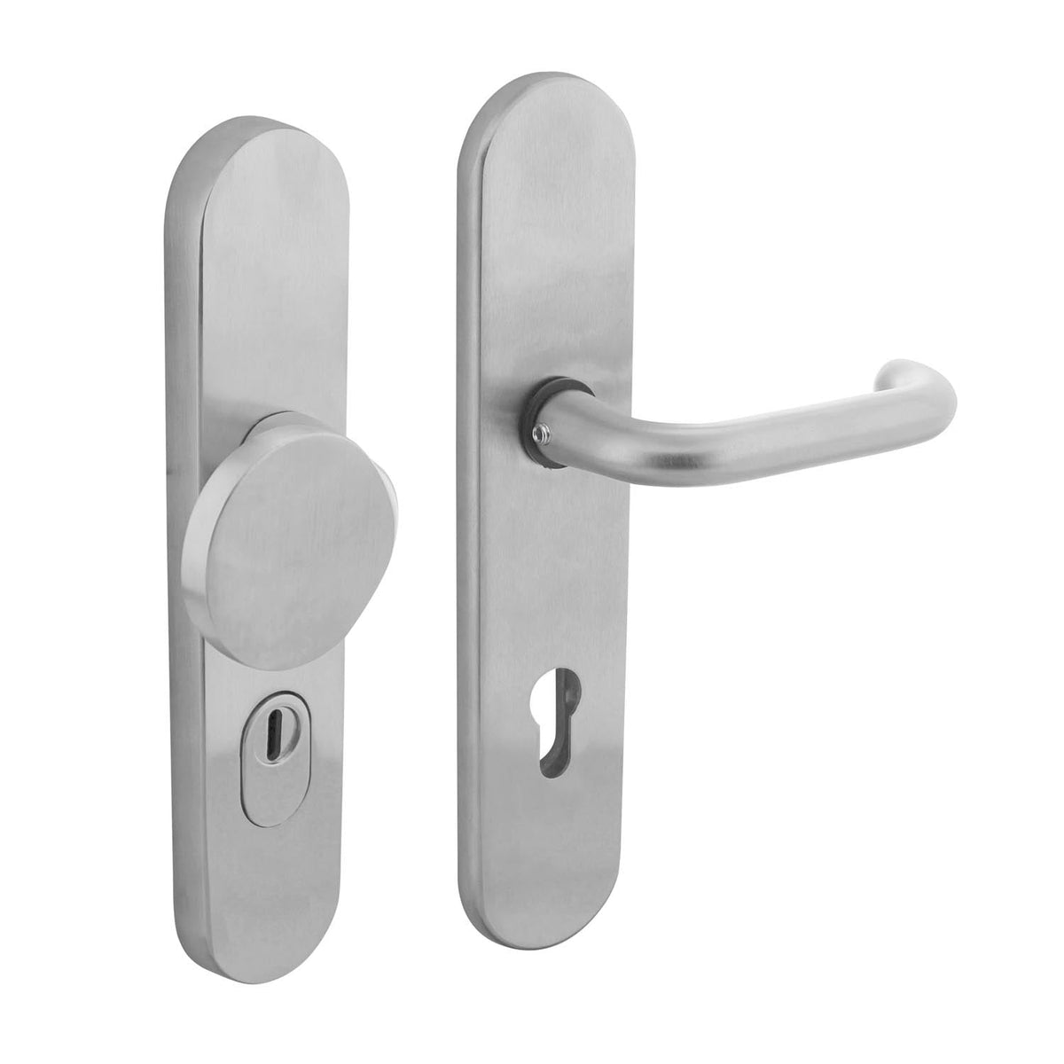 Intersteel Veiligheidsbeslag SKG3 profielcilindergat 72mm ovaal met kerntrekbeveiliging in chroom mat afwerking voor een moderne voordeur.