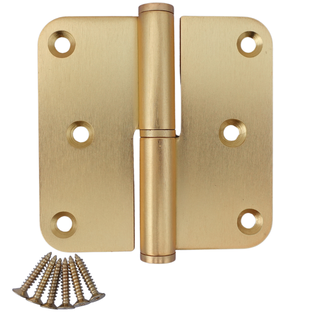 STERK Paumelle 80x80x2.5mm Mat goud — gouden paumelle voor klassieke en moderne villa-deur in mat-goud PVD-coating met zichtbare scharnier-lippen op de buitenkant.