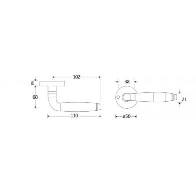 Artitec Mi Satori deurkruk op rozet Bonton Bubinga facet messing ongelakt – productfoto