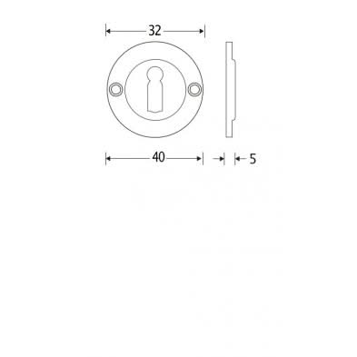 Artitec sleutelrozet Chemin de Fer Ø 40 mm messing ongelakt – detail