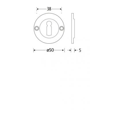 Artitec sleutelrozet Chemin de Fer Ø 50 mm messing antiek – detail
