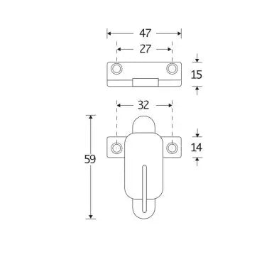 Artitec Elegant raamknip messing gelakt technische tekening