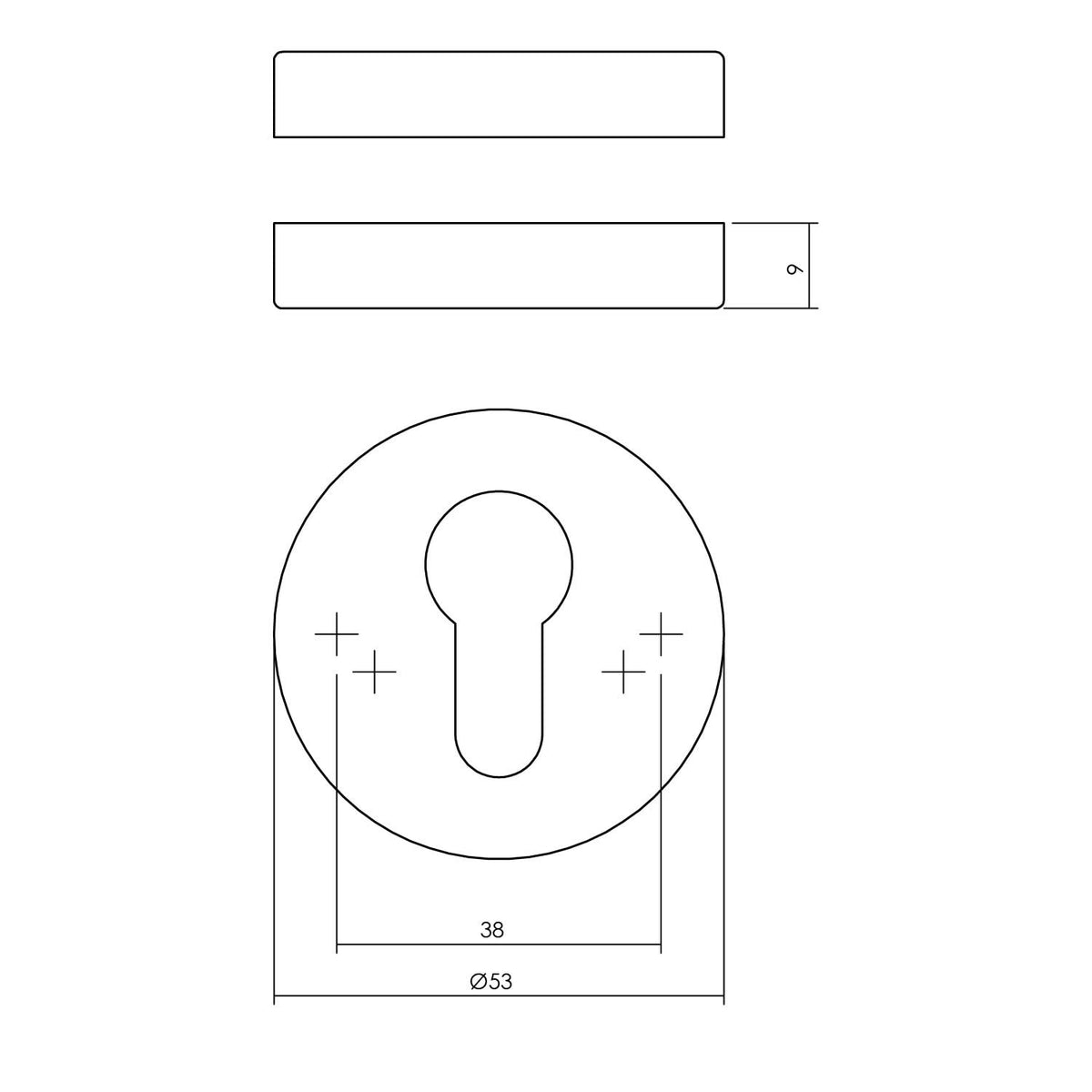 Intersteel rozet profielcilindergat PVD messingkleur - detail