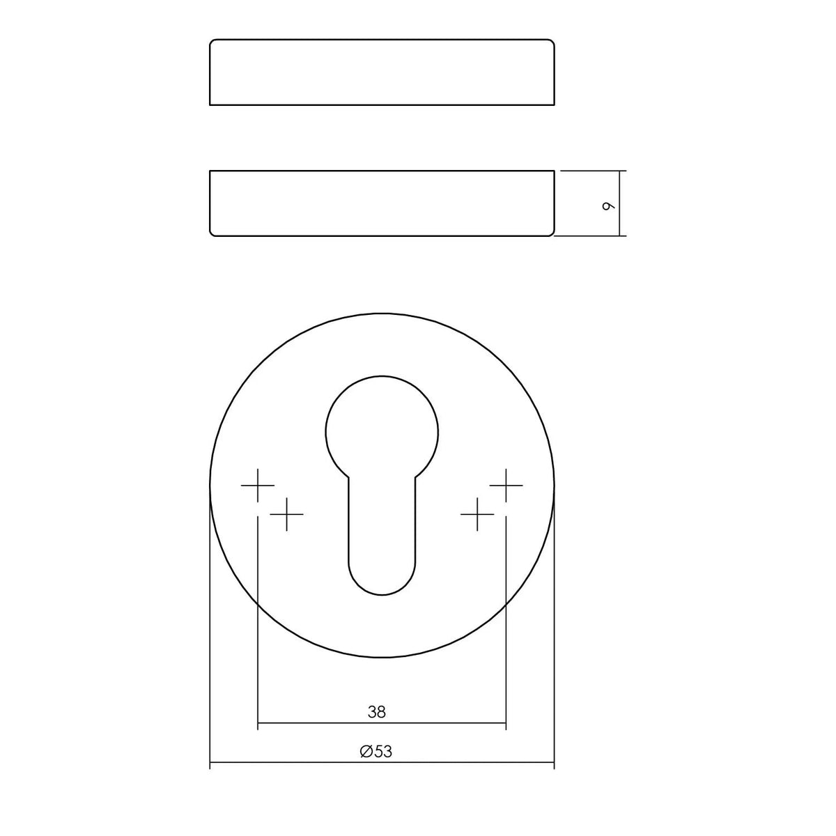 Intersteel cilinderrozet verdekt PVD messing getrommeld - detail
