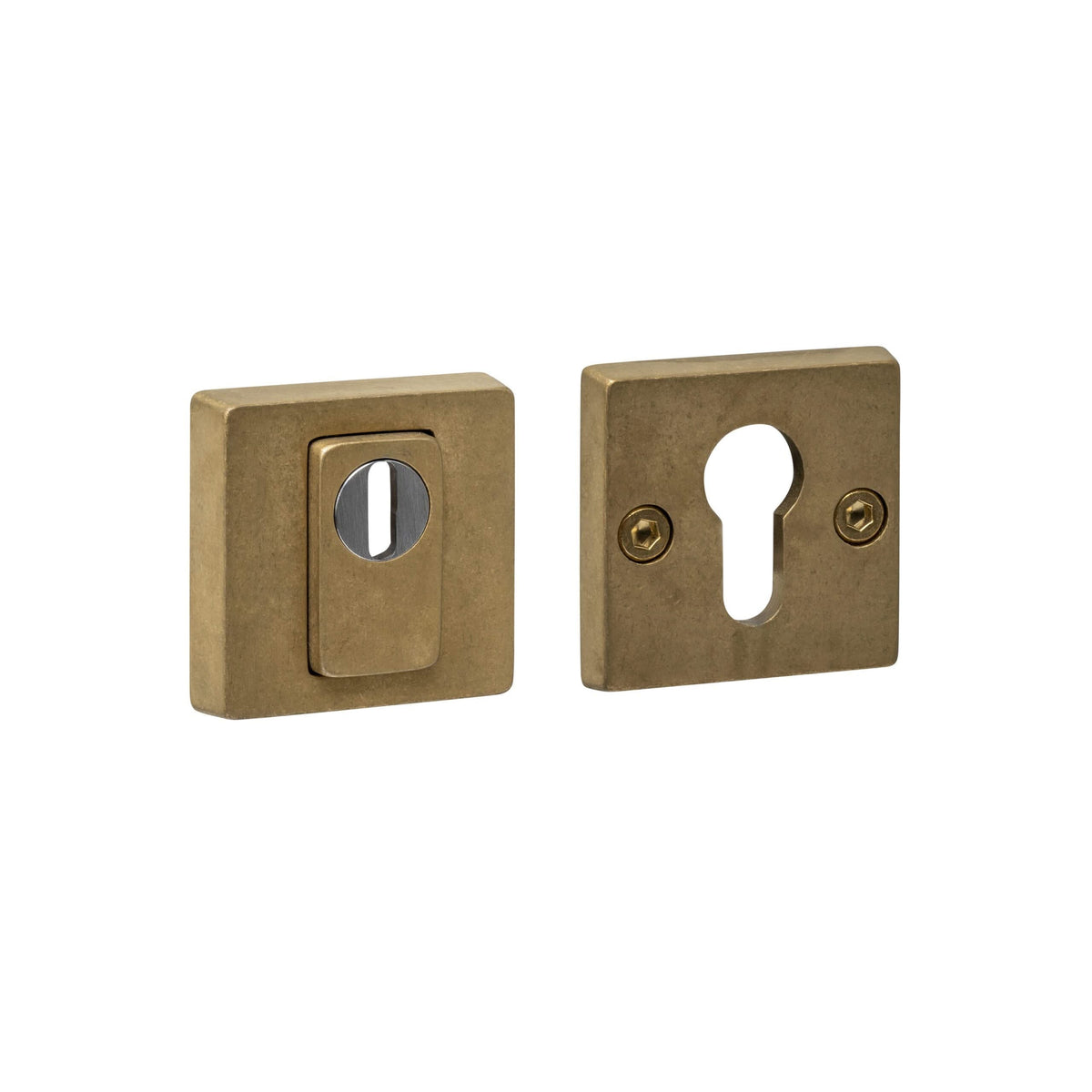 Intersteel veiligheidsrozet SKG3 vierkant PVD messing getrommeld vooraanzicht