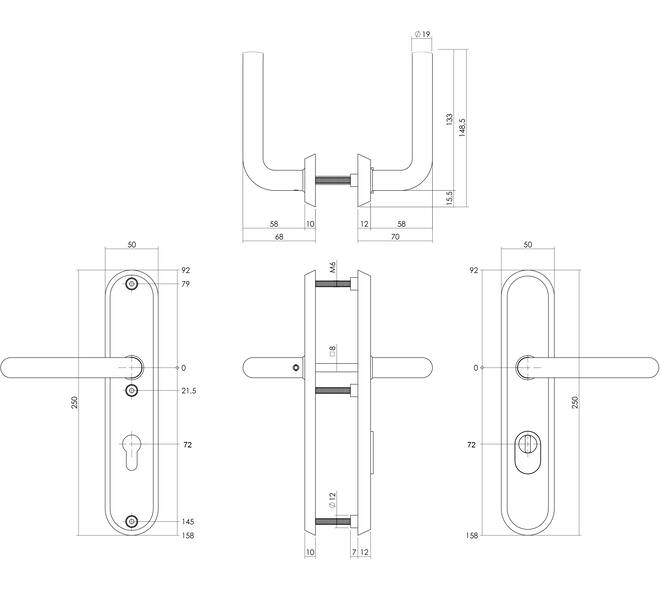 Intersteel veiligheidsbeslag Luzern ovaal PVD messing getrommeld – detail