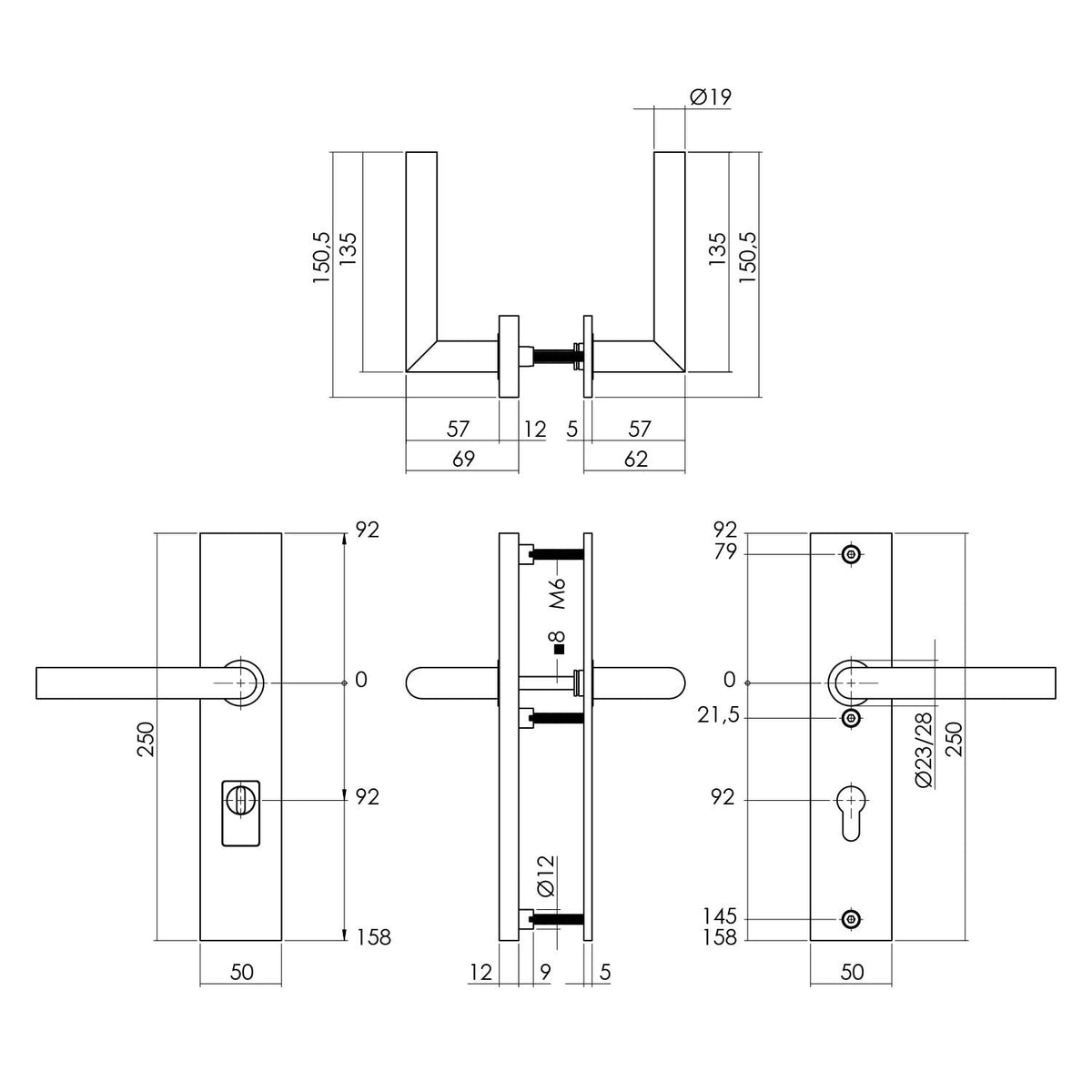 Intersteel Jura veiligheidsbeslag kruk/kruk PVD Messingkleur – detail