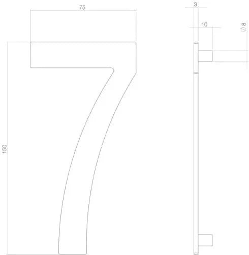 Intersteel huisnummer 7 150mm pvd messing getrommeld detail