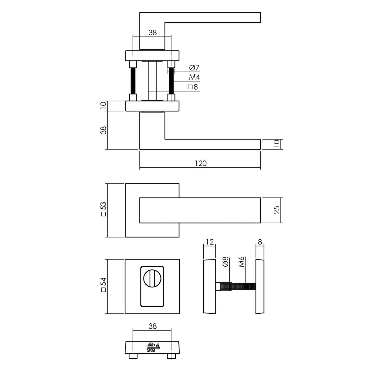 Intersteel deurkruk Amsterdam PVD messing getrommeld met SKG3 veiligheidsrozet - detail