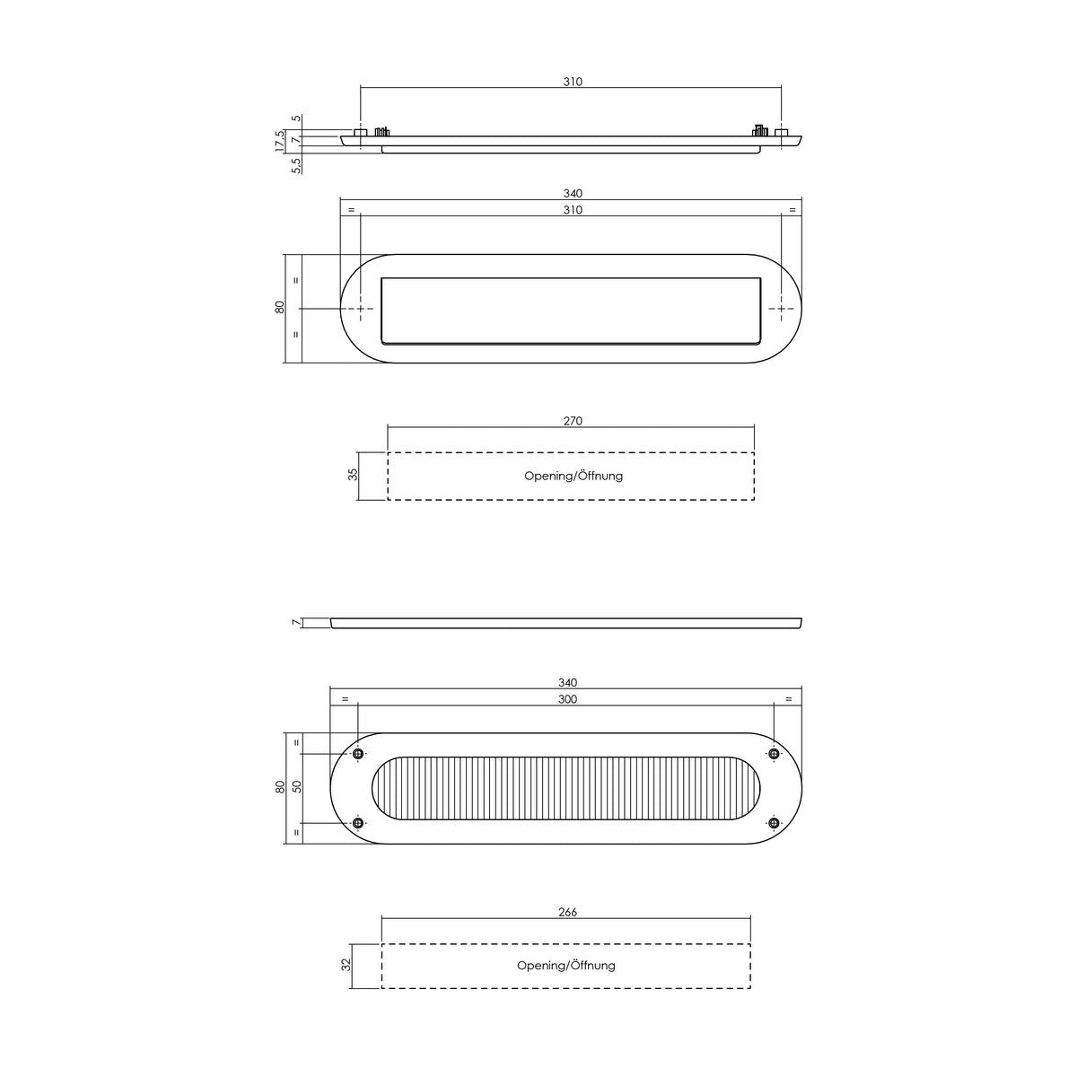 Intersteel tochtwering ovaal PVD messing getrommeld - binnenzijde detail