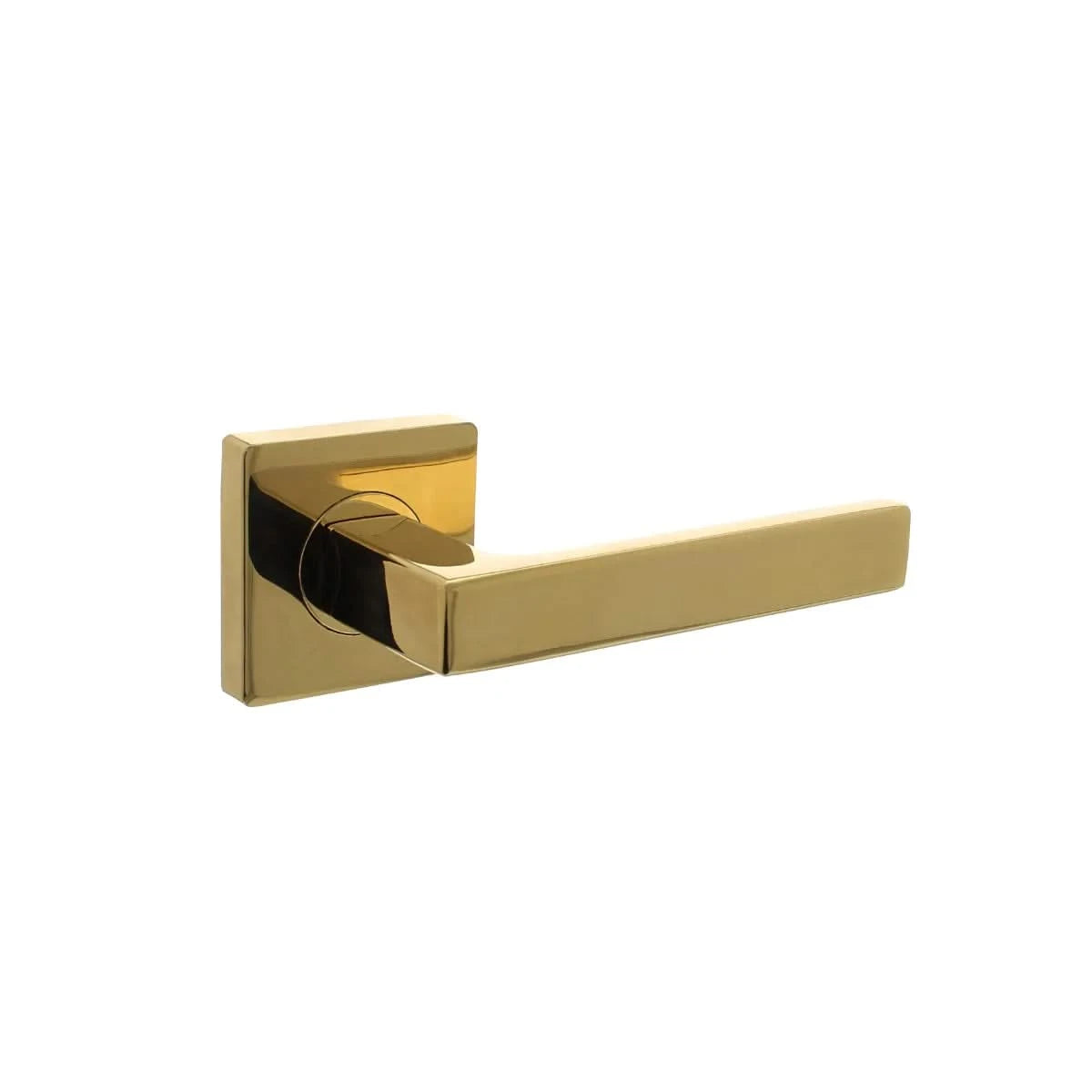 Intersteel deurkruk Hera op vierkante rozet messing titaan PVD goud vooraanzicht