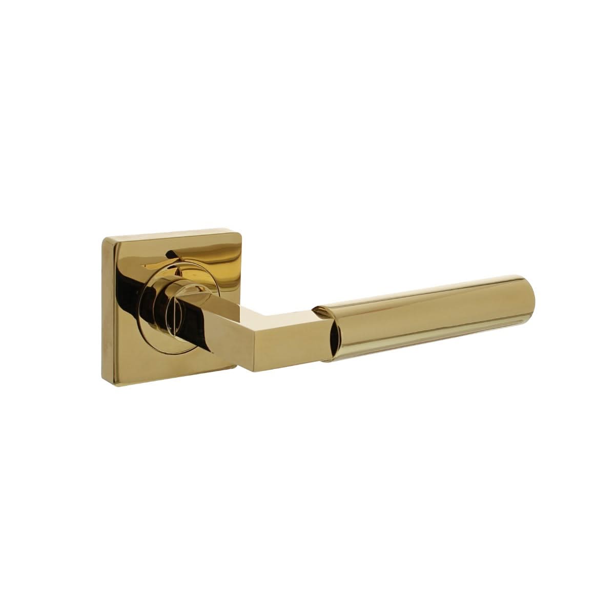 Intersteel deurkruk Bau-Stil op vierkante rozet messing titaan PVD goud vooraanzicht