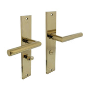Intersteel deurkruk Bastian op schild WC63 messing titaan PVD goud vooraanzicht