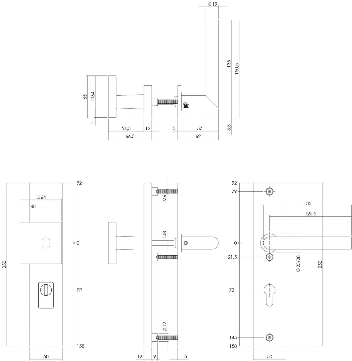 Intersteel SKG3 veiligheidsbeslag Jura PC92 messingkleur – detailweergave