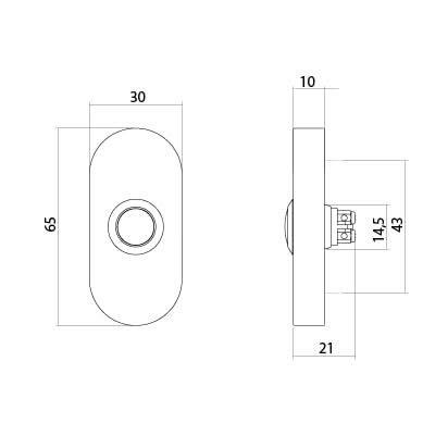 Intersteel deurbel ovaal verdekt 65x30x10 mm PVD messingkleur detail