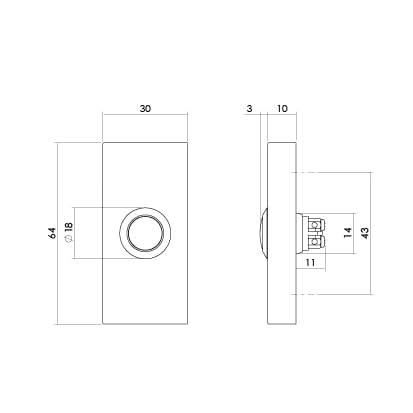 Intersteel deurbel rechthoek messing getrommeld detailfoto