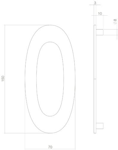 Intersteel huisnummer 0 messingkleur – detail met bevestiging