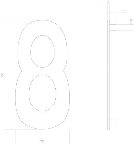 Intersteel huisnummer 8 150 mm PVD Messingkleur detailfoto