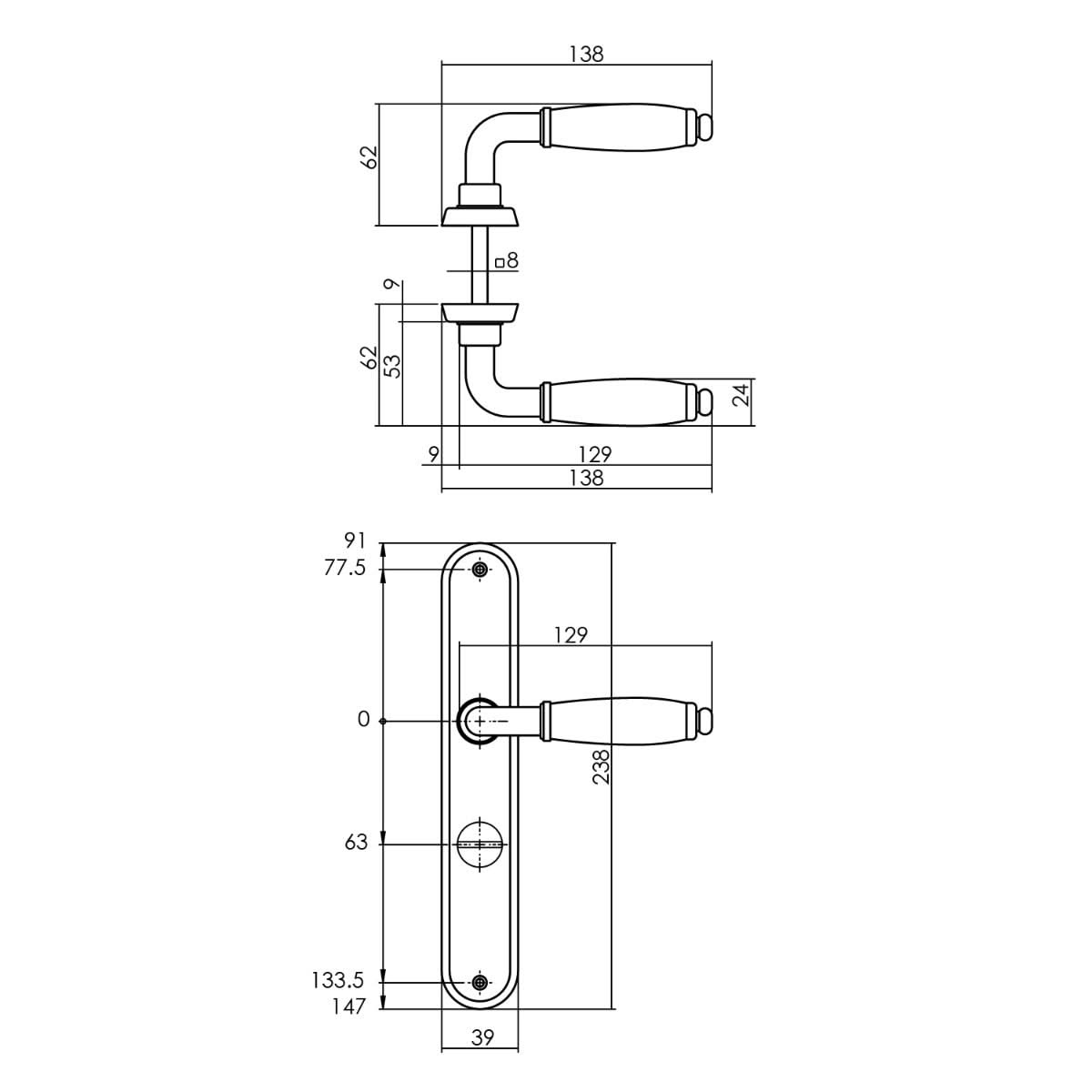 Intersteel deurkruk Courgette chroom met zwarte greep detail