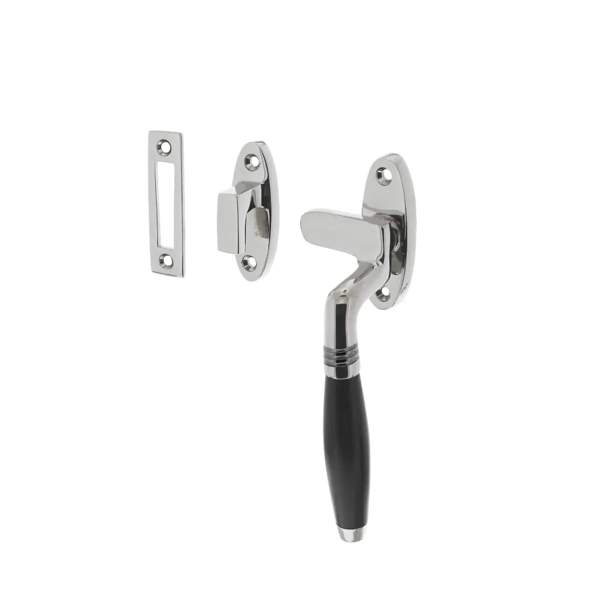 Intersteel raamsluiting Ton rechts chroom ebbenhout vooraanzicht