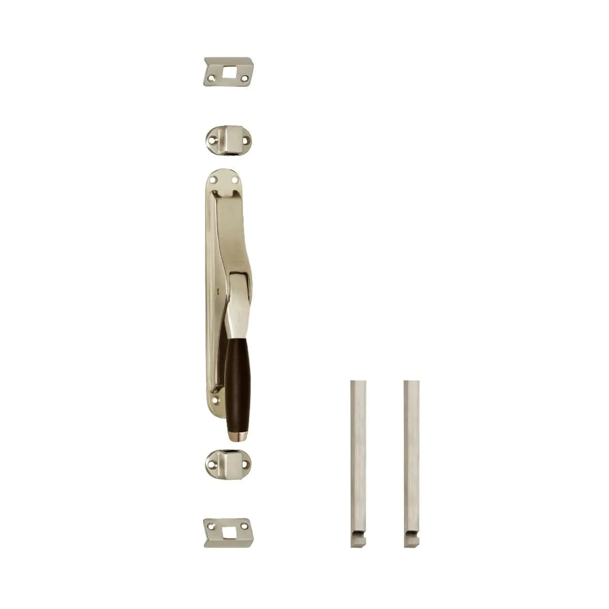 Intersteel pomp-espagnolet Ton 400 nikkel mat/ebbenhout – vooraanzicht