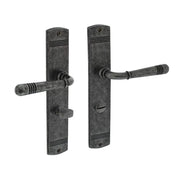 Intersteel deurkruk Helena op schild met WC-sluiting oud grijs vooraanzicht