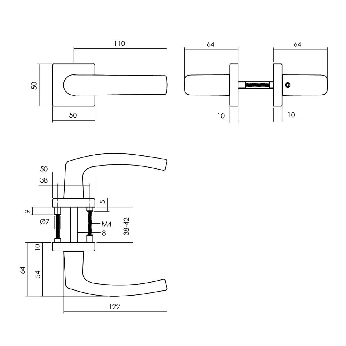Intersteel deurbeslagset toiletslot zwart met deurkruk Broome – detailfoto