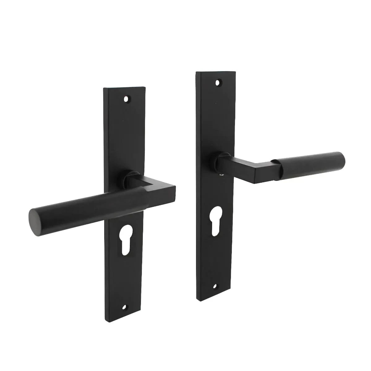 Intersteel deurkruk Bau-Stil op schild 245 x 45 mm PC55 mat zwart – vooraanzicht