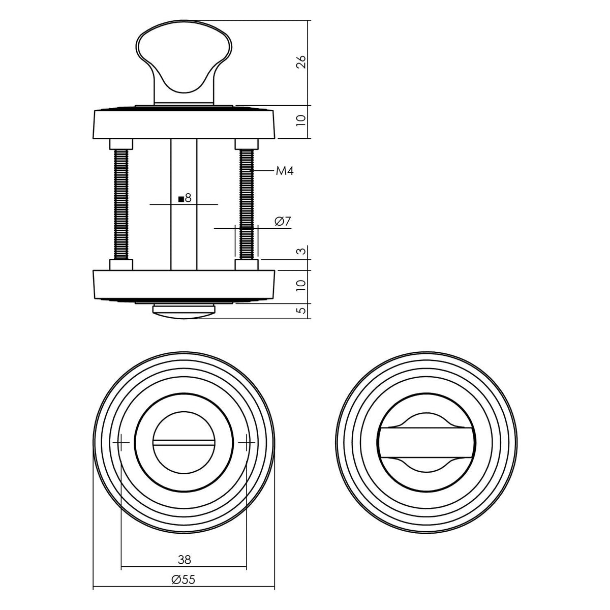 Intersteel wc-rozet mat zwart verdekt detailfoto