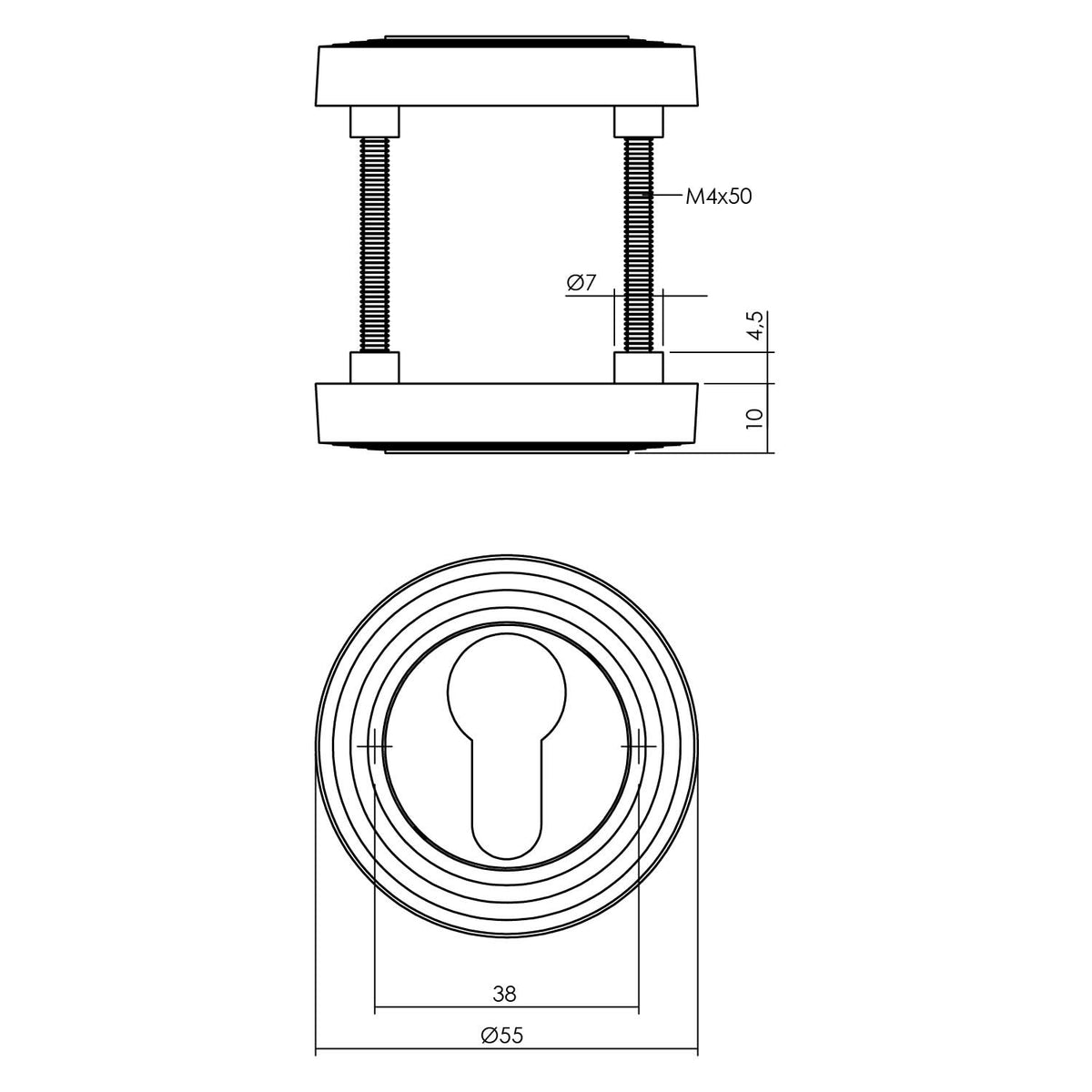 Intersteel PC-rozet mat zwart verdekt detailfoto