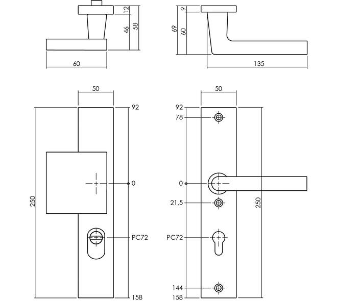 Intersteel veiligheidsbeslag PC72mm rechthoekig aluminium zwart – detail