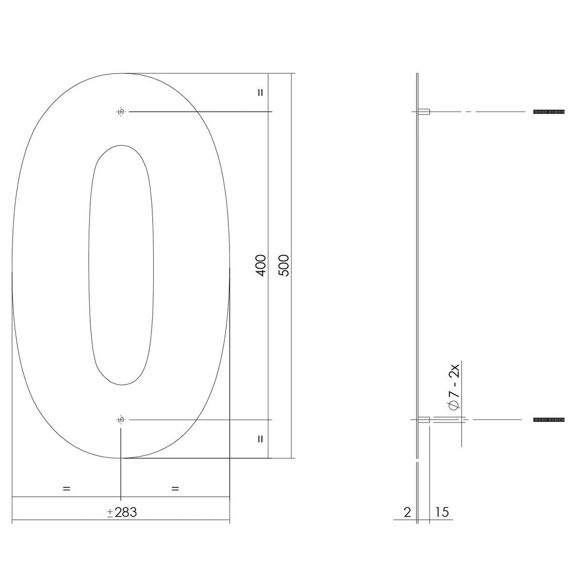 Intersteel huisnummer 0 XXL mat zwart - detail