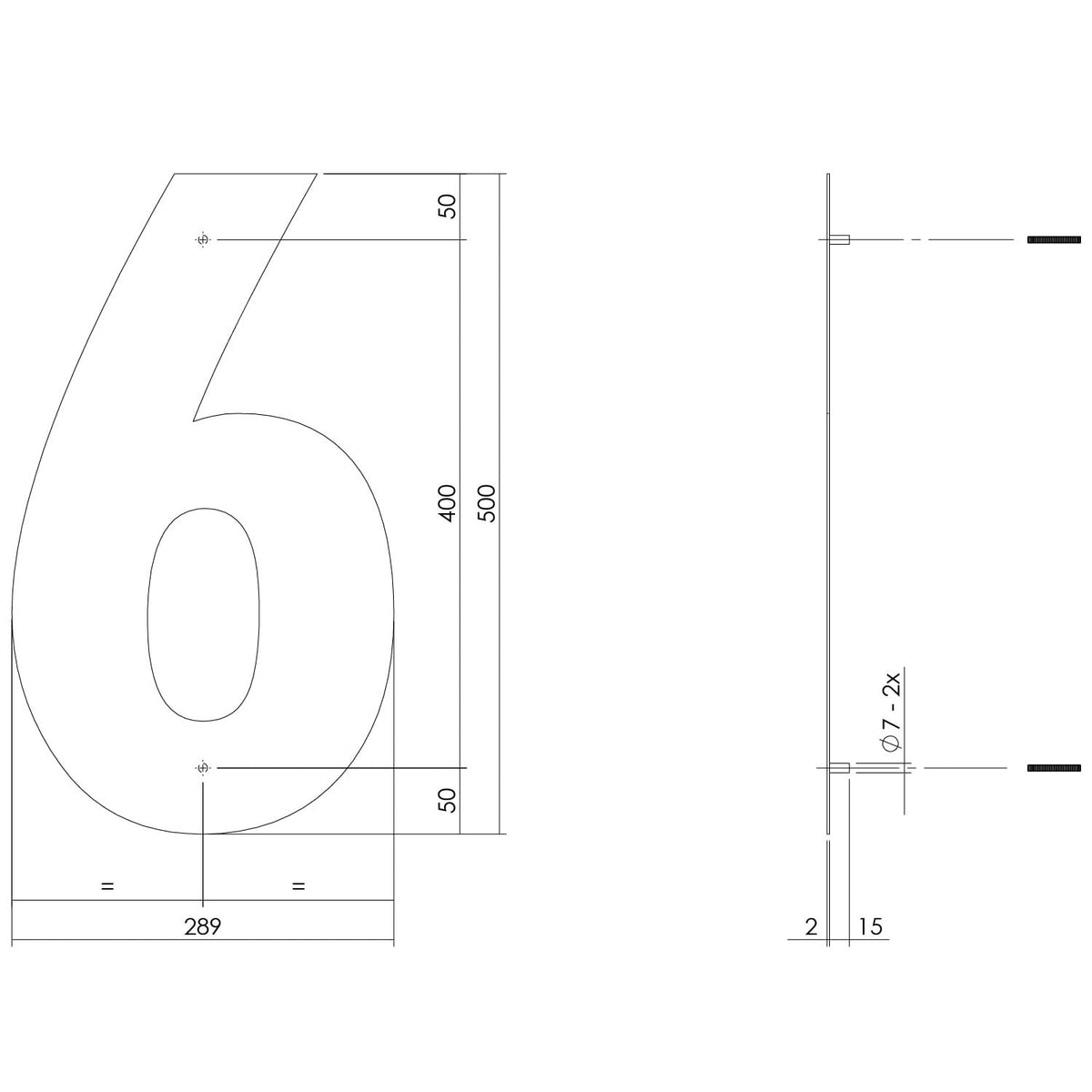 Intersteel huisnummer 6 XXL mat zwart - detail