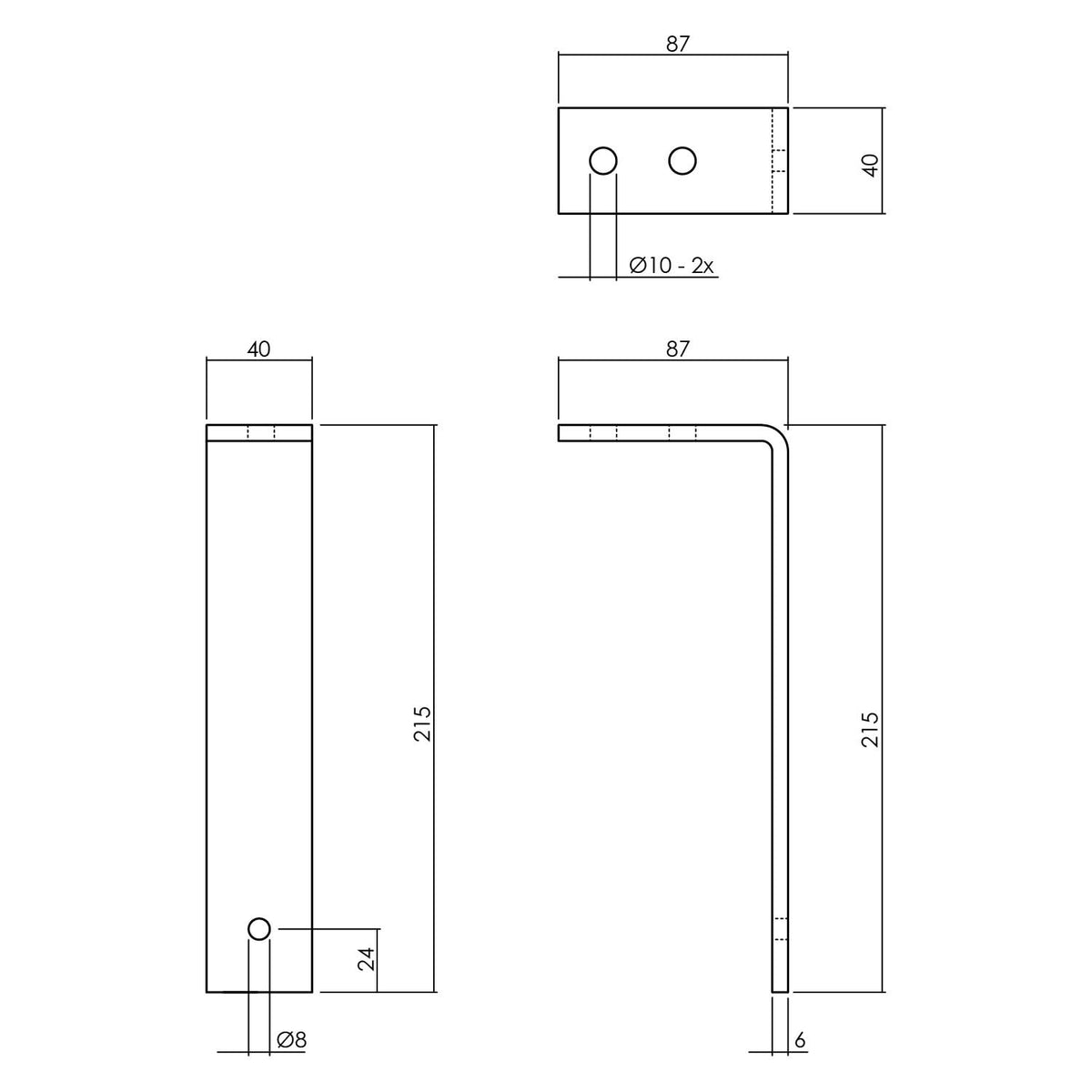 Intersteel set van 5 plafondbeugels schuifdeursysteem mat zwart detail