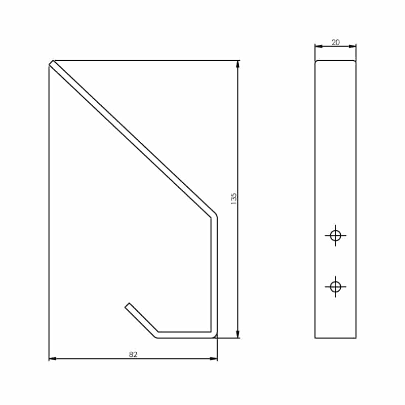 Intersteel kapstokhaak 135 mm gebogen zwart detail