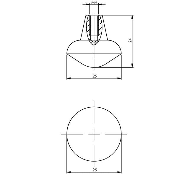 Intersteel Meubelknop 30mm Mat Zwart – detail