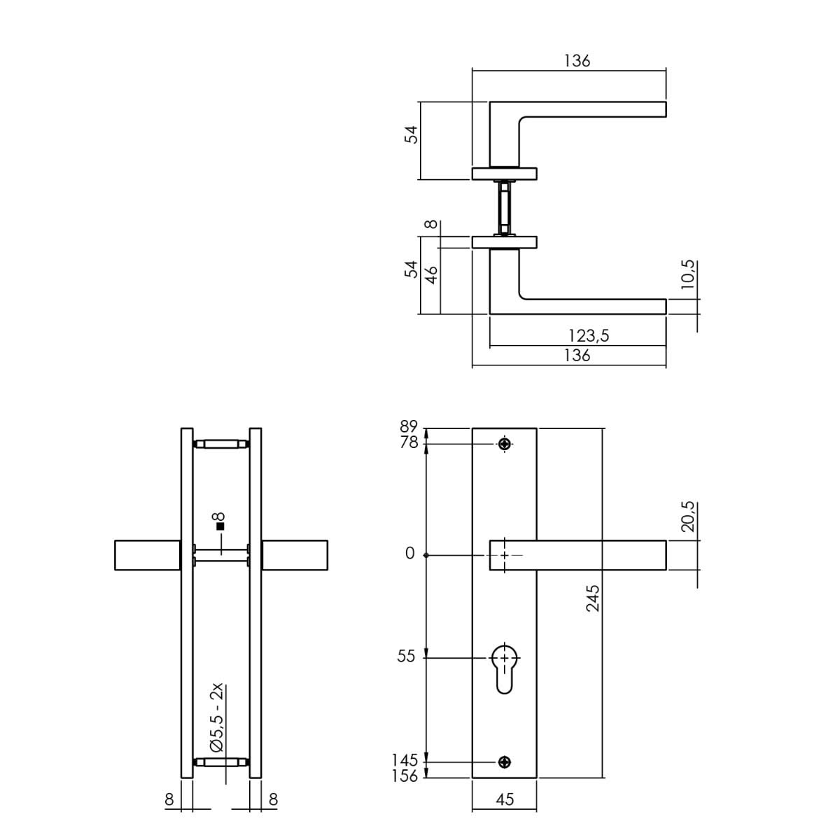 Intersteel deurkruk Hera op schild Antracietgrijs detail