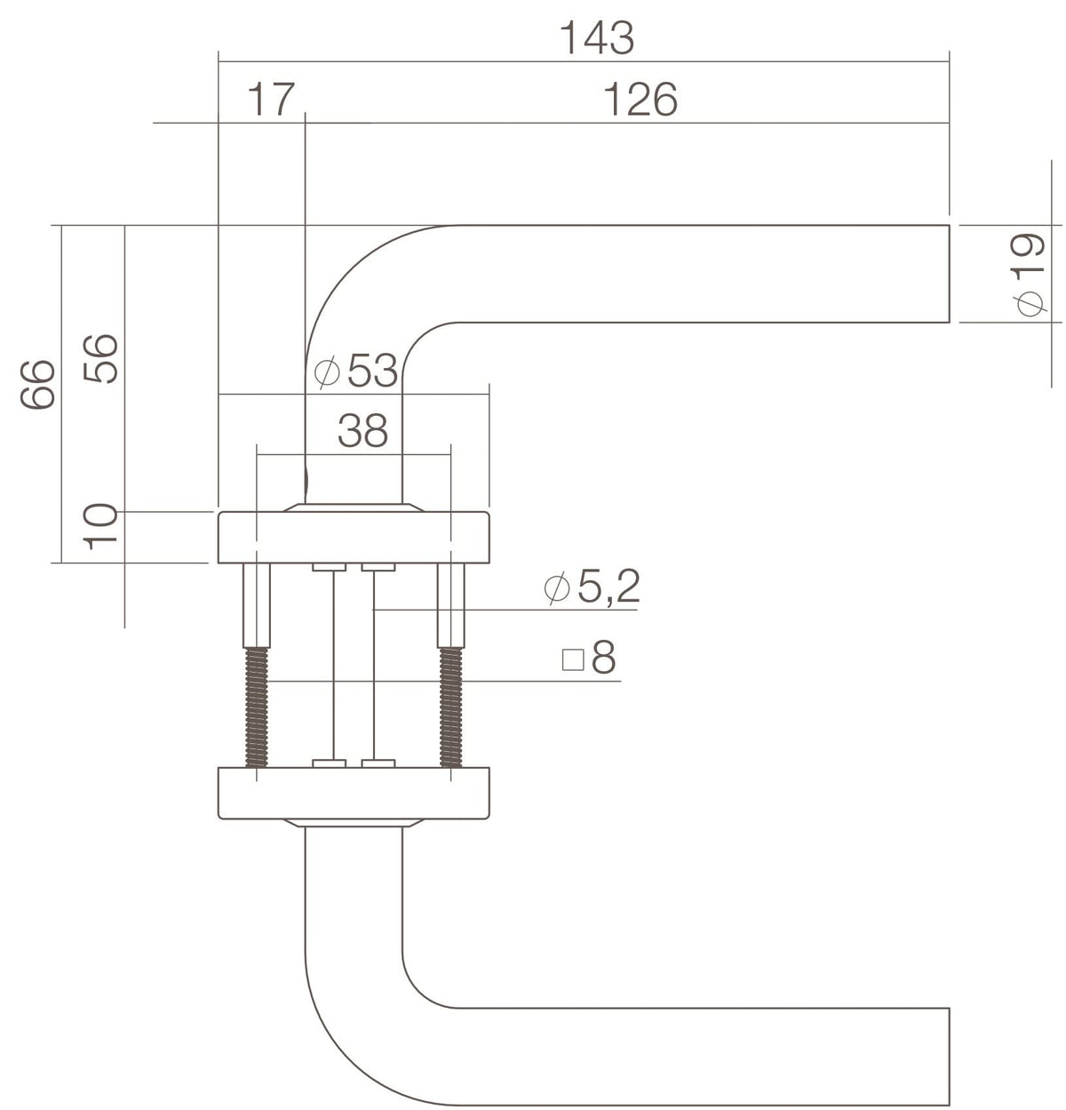 Intersteel deurkruk Luzern op rozet rvs getrommeld detail