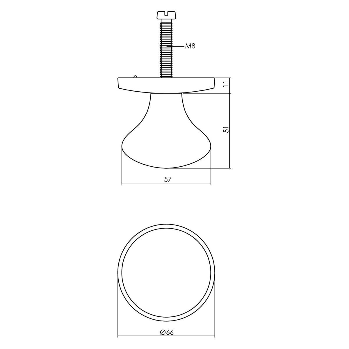 Intersteel voordeurknop paddenstoel RVS getrommeld – detailweergave