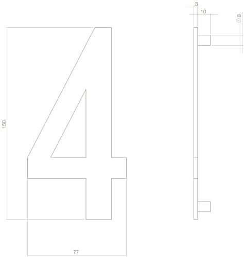 Intersteel huisnummer 4 RVS getrommeld detail