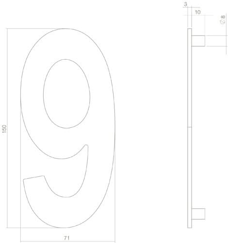Intersteel huisnummer 9 RVS getrommeld – detailweergave