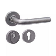 Intersteel achterdeurbeslag set deurkruk Luzern RVS getrommeld vooraanzicht