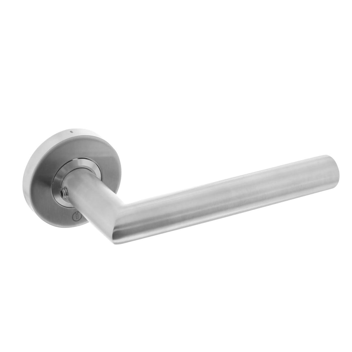Intersteel deurkruk Hoek 90° op rozet met ring en veer rvs geborsteld vooraanzicht