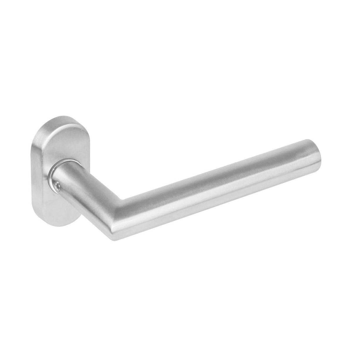 Intersteel deurkruk 1235 hoek 90° op ovaal rozet RVS – vooraanzicht