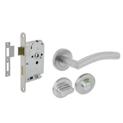 Intersteel toiletslot-set RVS wit met deurkruk Jupiter op rond rozet – vooraanzicht