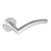 Intersteel deurkruk Lisa 90° op rond rozet rvs geborsteld vooraanzicht
