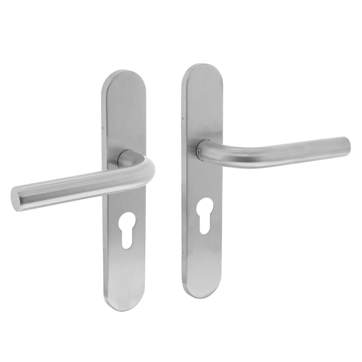 Intersteel deurkruk recht PC55 op schild RVS geborsteld – vooraanzicht